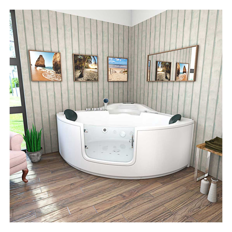 Acqua Vapore Whirlpool Pool Badewanne Eckwanne Wanne W60-SC 140x140cm mit Tür Walk-in-Pool aktive Schlauch-Reinigung