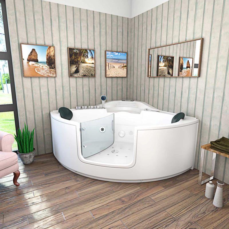 Acqua Vapore Whirlpool Pool Badewanne Eckwanne Wanne W60H-TH-SC 140x140cm mit Tür Walk-in-Pool aktive Schlauch-Reinigung