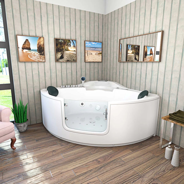 Acqua Vapore Whirlpool Pool Badewanne Eckwanne Wanne W60H-TH 140x140cm mit Tür Walk-in-Pool passive Schlauch-Reinigung