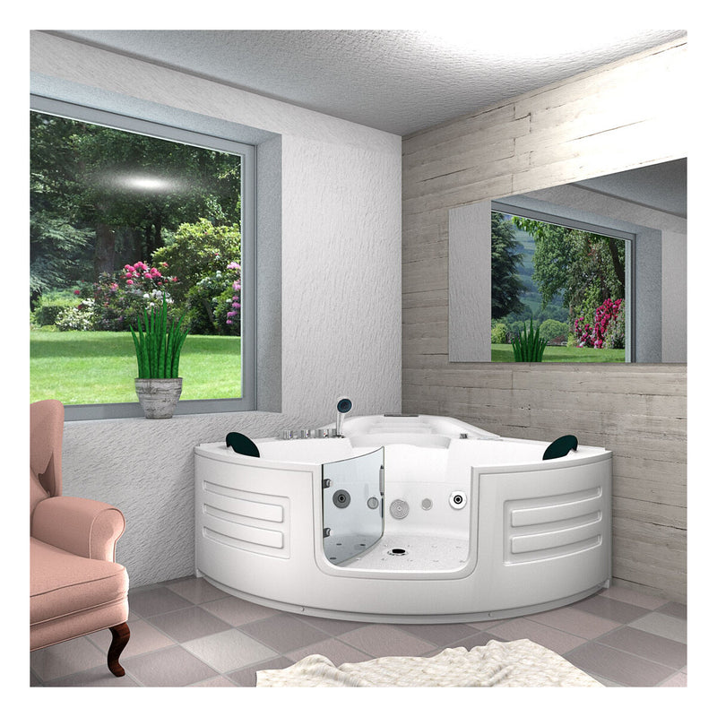 Acqua Vapore Whirlpool Pool Badewanne Eckwanne Wanne W70H 150x150cm mit Tür Walk-in-Pool passive Schlauch-Reinigung