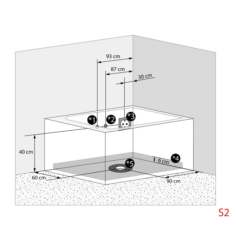 Acqua Vapore Whirlpool Pool Badewanne Wanne W42-L-SC-EA 180x120cm Reinigungsfunktion aktive Schlauch-Reinigung
