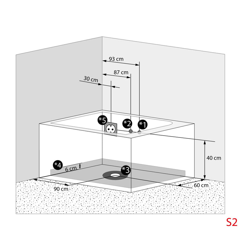 Acqua Vapore Whirlpool Pool Badewanne Wanne W42-R-EA 180x120cm Reinigungsfunktion passive Schlauch-Reinigung
