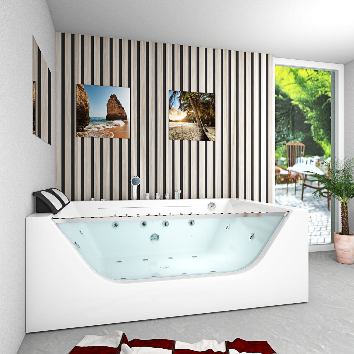 Acqua Vapore Whirlpool Pool Badewanne Wanne W42-R-SC-EA 180x120cm Rein