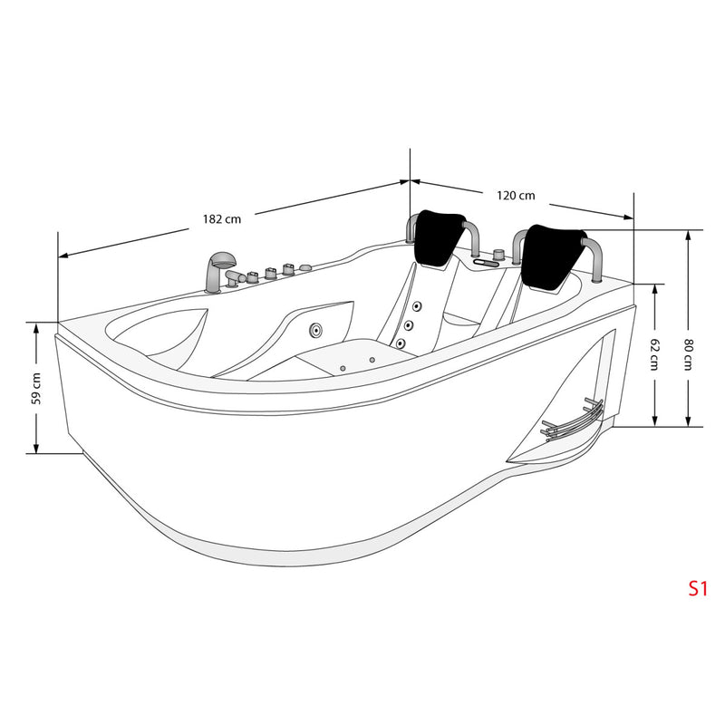 Acqua Vapore Whirlpool Topausstattung Pool Badewanne Eckwanne Wanne W23H-L 182x120cm