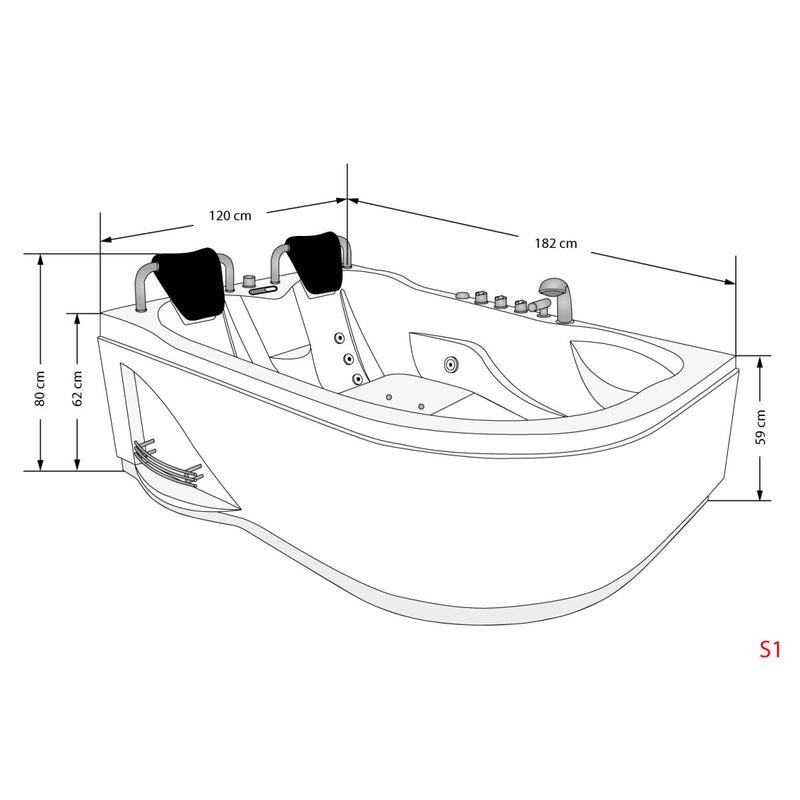 Acqua Vapore Whirlpool Topausstattung Pool Badewanne Eckwanne Wanne W23H-R 120x182cm