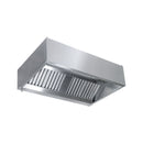 Kastenhaube ohne Motor | Edelstahl 0,8 mm AISI 430 | Fettablassventil | Filter 2 | 1400x900x450 mm