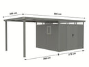 StarLine Metall Gerätehaus Modell Style 7,56 m² Spar-Set-1 Alu Grau