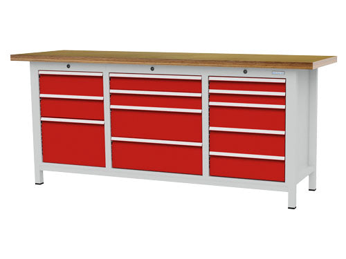 Bedrunka+Hirth box workbench, depth 600 mm R 18-16 and R 24-16, number of drawers 12