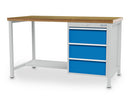 Bedrunka+Hirth box workbench width 2000 mm, R18-24, 3 x drawers, 1 x half-depth steel shelf