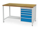 Bedrunka+Hirth box workbench width 1500 mm, R18-24, 5 x drawer, steel shelf half depth