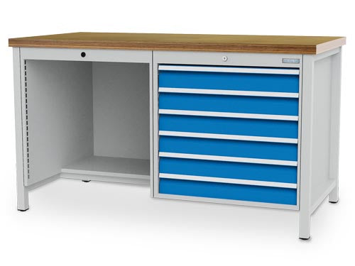 Bedrunka+Hirth box workbench, depth 750 mm, R 24-24, number of drawers: 6