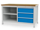 Bedrunka+Hirth box workbench width 1500 mm, R24-24, 3 x drawers, 2 x shelves