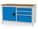 Bedrunka+Hirth box workbench width 1500 mm, R24-24, 3 x drawers, 1 x hinged doors, 1 x shelf