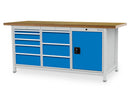 Bedrunka+Hirth box workbench width 2000 mm, R18-24, 8 x drawers, 1 x hinged door with shelf