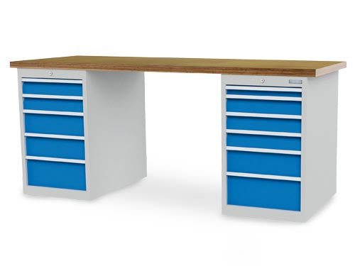 Bedrunka+Hirth modular workbench, depth 750 mm, R 18-24, number of drawers: 11