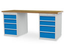 Bedrunka+Hirth modular workbench width 2000 mm, R24-24, 2 x drawer units with 4 drawers each