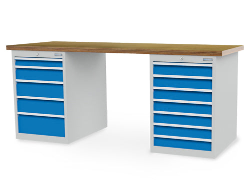 Bedrunka+Hirth modular workbench, depth 750 mm, R 18-24, number of drawers: 12