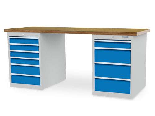 Bedrunka+Hirth modular workbench, depth 750 mm, R 18-24, number of drawers: 10