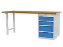 Bedrunka+Hirth row workbench width 2000 mm, R18-24, drawer block with 4 x drawers