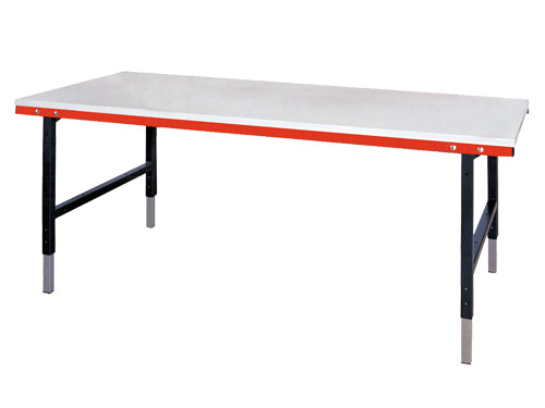 Bedrunka+Hirth packing and work table height adjustable electric height adjustment width 2000 worktop melamine resin coated 30 mm
