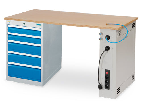 Bedrunka+Hirth modular workbench, depth 750 mm, R 18-24, number of drawers: 5
