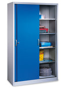 Bedrunka+Hirth Schwerlastschrank mit Schiebetüren, 4x Verstellbare, verzinkte Fachböden je links und rechts mit Mitteltrennwand