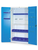 Bedrunka+Hirth multi-functional cabinet, R 36-16, 2x fixed shelves, 1x perforated panel, 2x hinged doors with perforated panel
