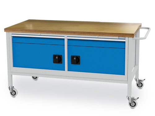 Bedrunka+Hirth Mobile Werkbank, Tiefe 750 mm, R 24-24, Schubladenanzahl: 2