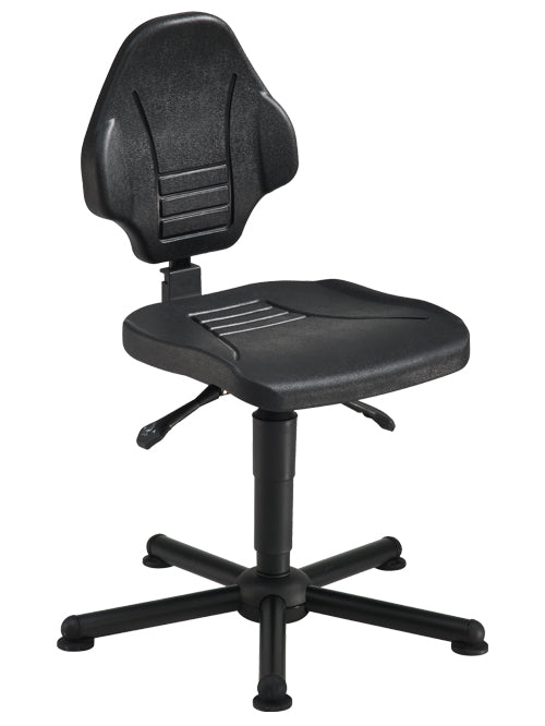 Bedrunka+Hirth Arbeitsdrehstuhl mit Bodengleitern, Sitzhöhe 480 - 620 mm, Tragkraft 170 kg, Sitzfläche: PU schwarz