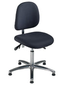 Bedrunka+Hirth swivel chair with floor glides, ESD version, seat height 490 - 630 mm, load capacity 120 kg, seat: black PU