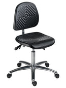 Bedrunka+Hirth swivel chair with castors, ESD version, seat height 490 - 630 mm, load capacity 120 kg, seat: black PU