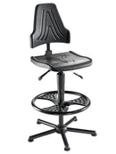 Bedrunka+Hirth swivel chair with floor glides and foot ring, seat height 590 - 840 mm, seat: black PU