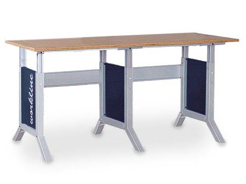 Bedrunka+Hirth workline basic and extension table combination, clamp lock, 1x worktop beech multiplex