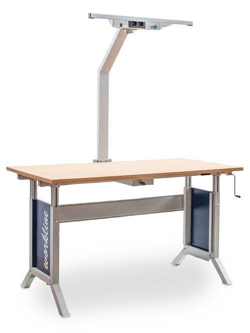 Bedrunka+Hirth workline basic table combination, crank adjustment, 1x worktop beech multiplex, 1x assembly frame
