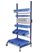 Bedrunka+Hirth workraster-Mobile Single-sided, 1x perforated wall, 2x container carriers, 2x shelves