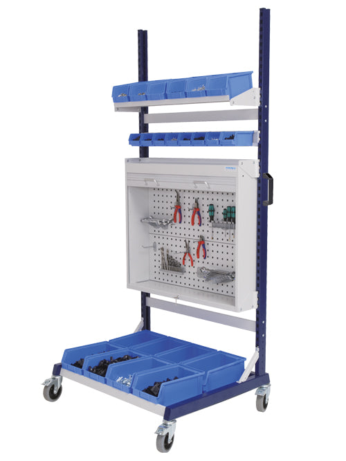 Bedrunka+Hirth workraster-Mobil Einseitig, 1x Multi-Rolladenschrank, 1x Behälterträger, 1x Fachboden