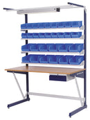 Bedrunka+Hirth workraster with multi-wall construction and underhang block, 4x shelves