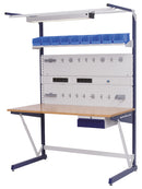 Bedrunka+Hirth workraster with multi-wall construction and underhang block, 1x energy duct, 2x perforated wall, 1x shelf