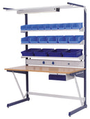 Bedrunka+Hirth workraster with multi-wall construction and underhang block, 1x energy duct, 3x shelves