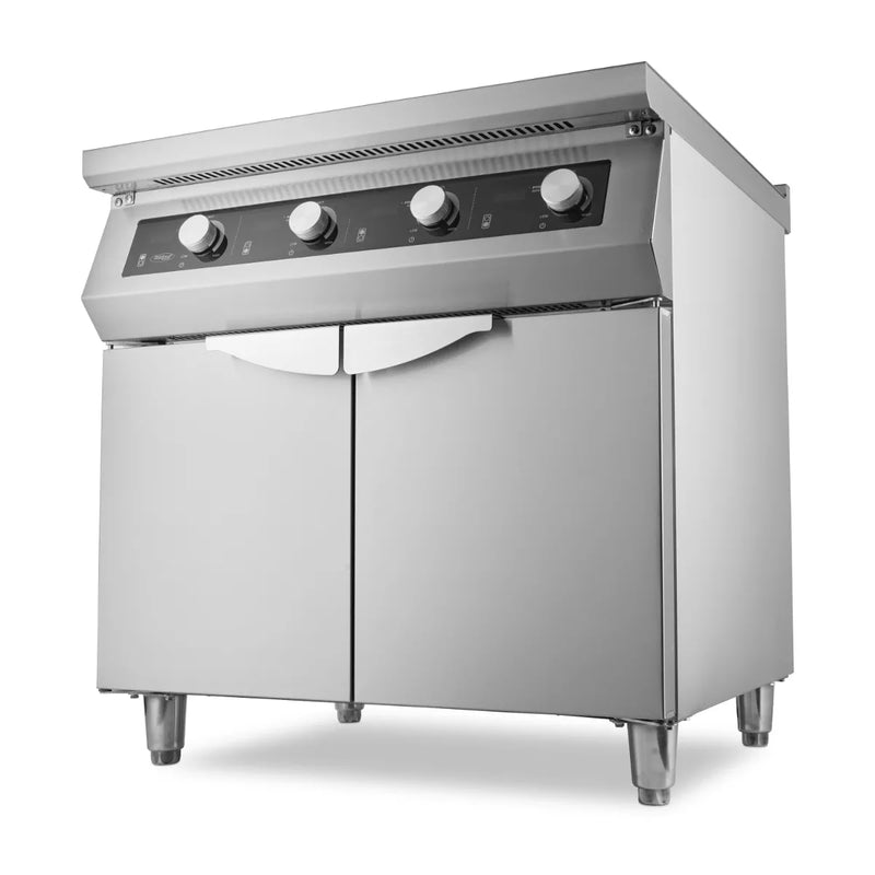 MAXIMA Gastro Cuisinière à induction - 4 feux - 70 cm de profondeur - avec support