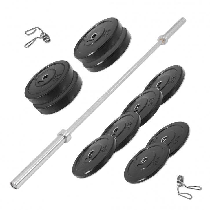 GORILLA SPORTS Olympia barbell set bumper plates 140 kg