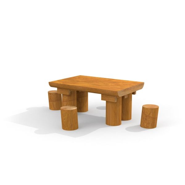 Lars Laj Nature Tisch mit 4 Hocker Spielplatz