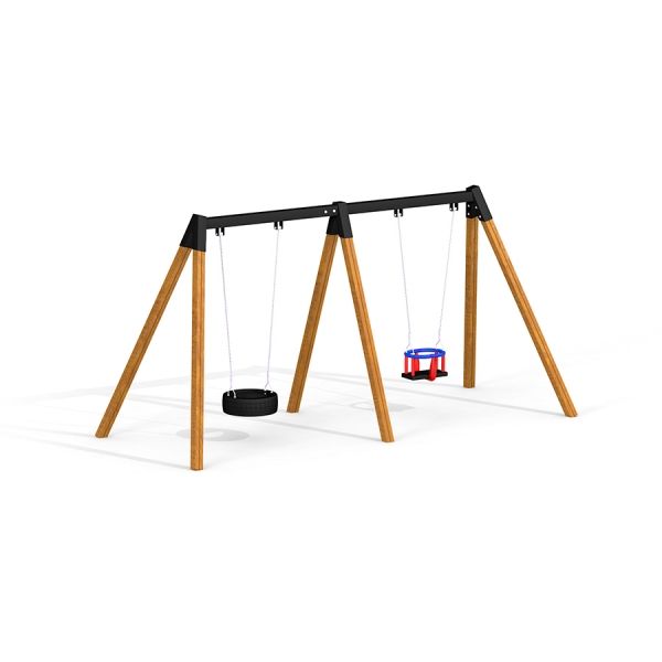 Aire de jeux pour bébé et balançoire pneu Lars Laj Double Swing II 