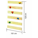 Tour de jeux pour enfants Akubi "Lotti" toit en pente SET naturel avec extension de bateau au-dessus, extension XL, toboggan à vagues bleu, mur d'escalade, rampe de filet DS-Kletter