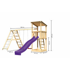Akubi play tower Anna SET natural with double swing, climbing frame and slide purple – Vorschau 3