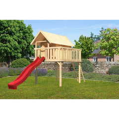Akubi Stelzenhaus "Fidel" SET naturbelassen mit Wellenrutsche 3m rot – Vorschau 2