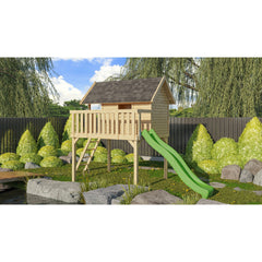 Casetta su palafitta Akubi "Fidel" SET legno naturale con scivolo ondulato 3m verde – Vorschau 1