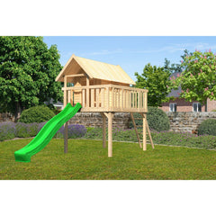 Casetta su palafitta Akubi "Fidel" SET legno naturale con scivolo ondulato 3m verde – Vorschau 2