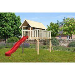 Akubi Stelzenhaus "Fidel" SET terragrau mit Wellenrutsche 3m rot – Vorschau 1