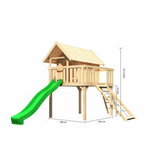 Akubi Stelzenhaus "Fidel" SET naturbelassen mit Wellenrutsche 3m grün, Netzrampe – Vorschau 2